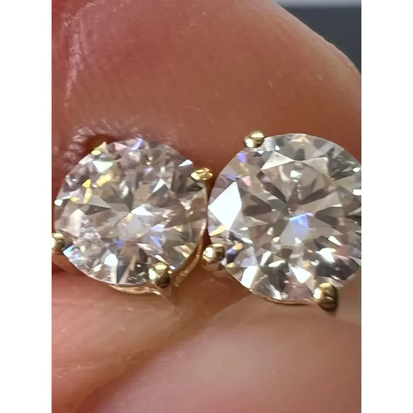 10k yellow gold .40 ctw moissanite stud earrings - Picture 5 of 12
